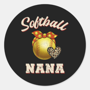 Sticker Rond Softll Nana Leopard Heart Fans Mère's Day Cadeau