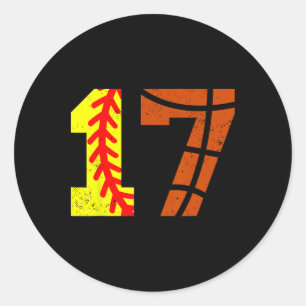 Sticker Rond Softll Sketll Numéro 17 Maillot Drôle 17e Annivers