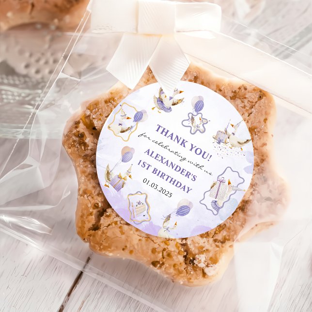 Sticker Rond Soignée Goose fête d'anniversaire (Créateur téléchargé)