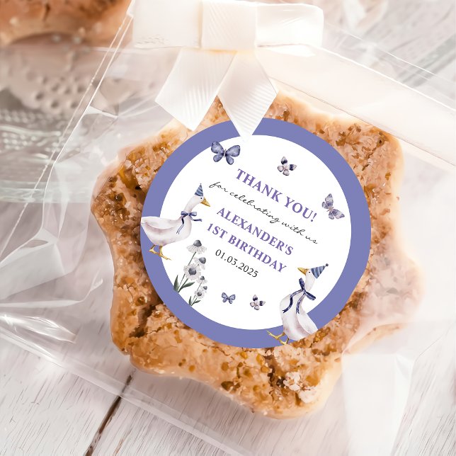 Sticker Rond Soignée Goose fête d'anniversaire (Créateur téléchargé)