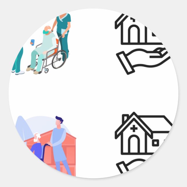 Sticker Rond Soins d'accueil - Soins d'accueil - Soins d'accuei (Devant)