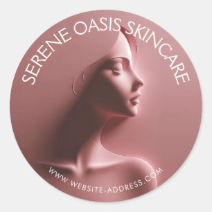 Sticker Rond Soins de beauté sereins, Massage, Rose Spa