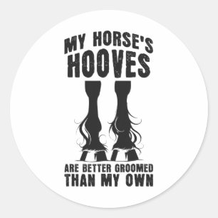 Sticker Rond Soins De La Maison Drôle Cheval Dit Sport Équestre