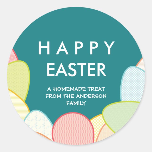 Sticker Rond Soins de Pâques faits maison | Oeufs Pastel (Devant)