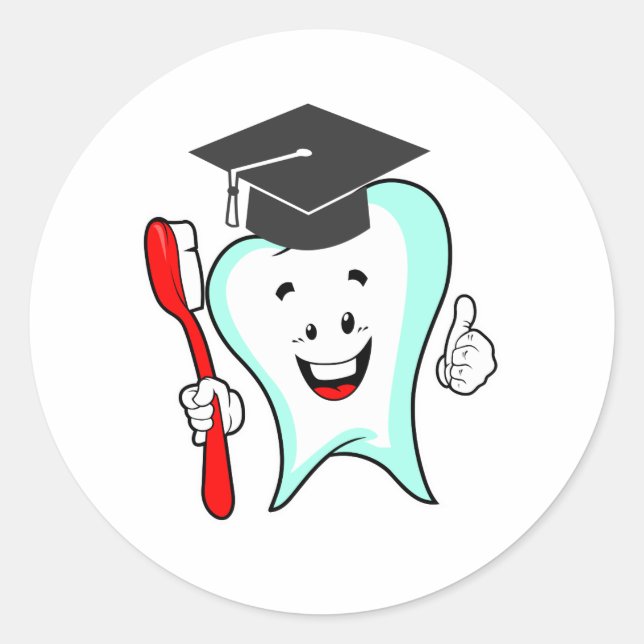 Sticker Rond Soins dentaires Bon Diplôme de dentition (Devant)