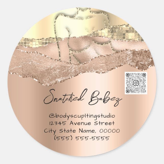 Sticker Rond Soins du corps Sculpter Cosmétiques Logo QR Code R (Devant)