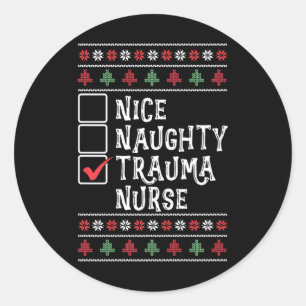 Sticker Rond Soins infirmiers de Noël Travailleur de santé Trau