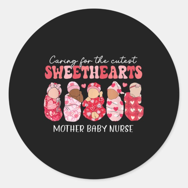 Sticker Rond Soins Pour Les Amateurs Les Plus Cutest Mère Bébé  (Devant)