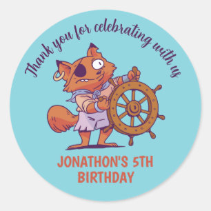 Sticker Rond Soirée Anniversaire de enfant des animaux de Fox P