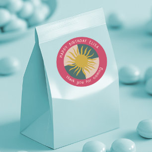 Sticker Rond Soirée au bord de mer ANNIVERSAIRE Moderne Mignon 