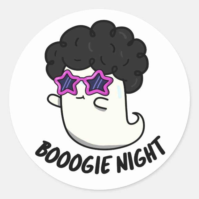Sticker Rond Soirée Boogie Drôle Halloween Ghost Pun (Devant)