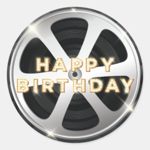 Sticker Rond Soirée cinéma Luxe Joyeux anniversaire