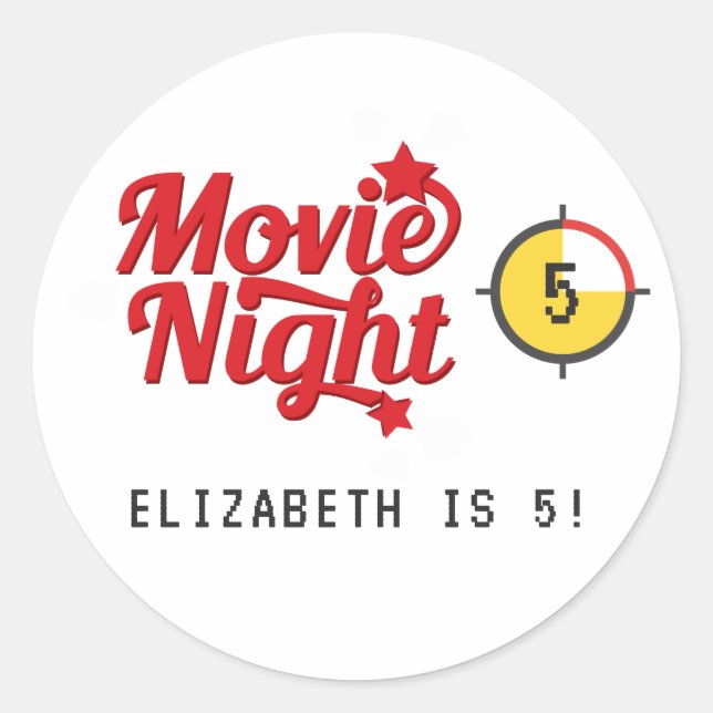 Sticker Rond Soirée cinéma rétro pour anniversaire (Devant)