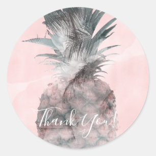 Sticker Rond Soirée d'ananas rose Gold Pink Tropical