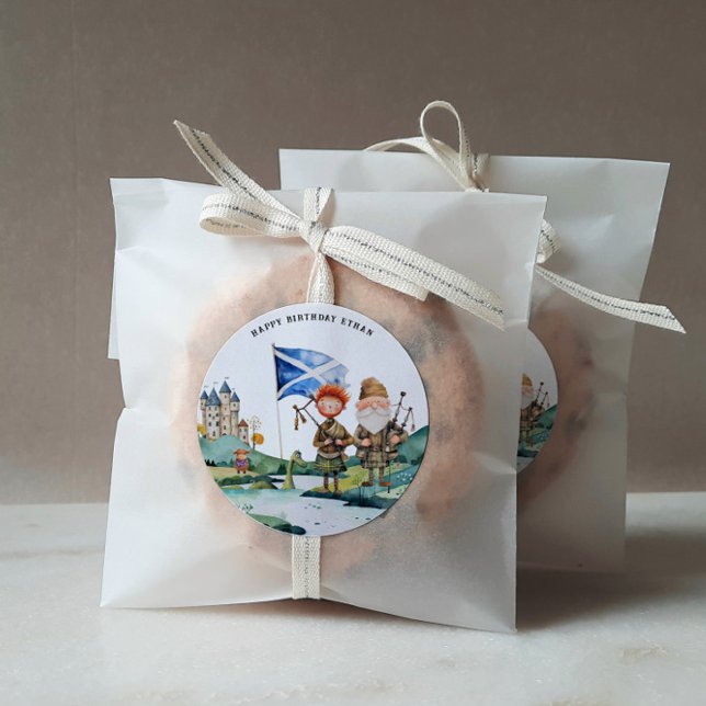 Sticker Rond Soirée d'anniversaire à thème écossais (Créateur téléchargé)