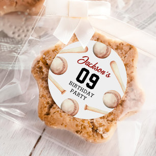 Sticker Rond Soirée d'anniversaire de baseball Boy