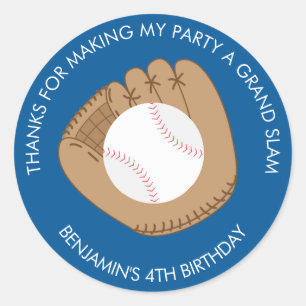 Sticker Rond Soirée d'anniversaire de baseball Glove