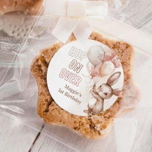 Sticker Rond Soirée d'anniversaire de la fille Bunny mignonne