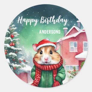 Sticker Rond Soirée d'anniversaire de Noël à Père Noël