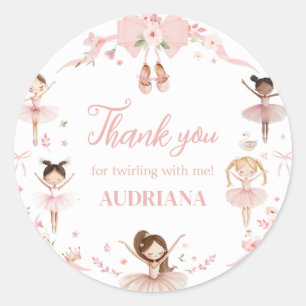 Sticker Rond Soirée d'anniversaire de Pink Ballerina