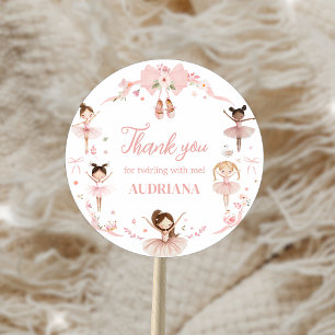 Sticker Rond Soirée d'anniversaire de Pink Ballerina