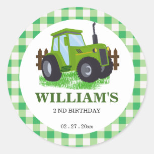 Sticker Rond Soirée d'anniversaire du jote Green Tractor
