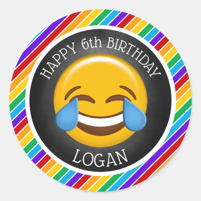 Sticker Rond Soirée d'anniversaire du mignon Emoji (Devant)