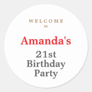 Sticker Rond Soirée d'anniversaire minimaliste moderne