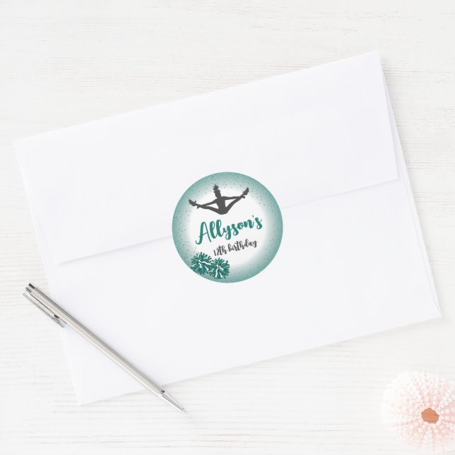 Sticker Rond Soirée d'anniversaire, n'importe quel âge vert (Enveloppe)