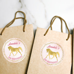 Sticker Rond Soirée d'anniversaire rose et or