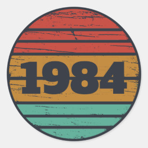 Sticker Rond Soirée de 40 ans vintage personnalisée
