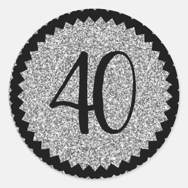 Sticker Rond Soirée de 40e anniversaire Parties scintillant d'a (Devant)