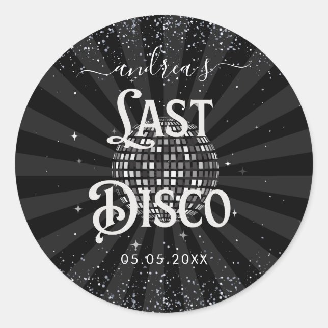 Sticker Rond Soirée de Bachelorette Disco Rétro 70  (Devant)