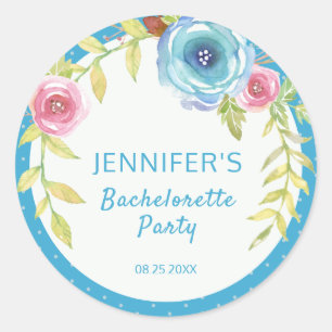 Sticker Rond Soirée de Bachelorette Florale Boho Rose