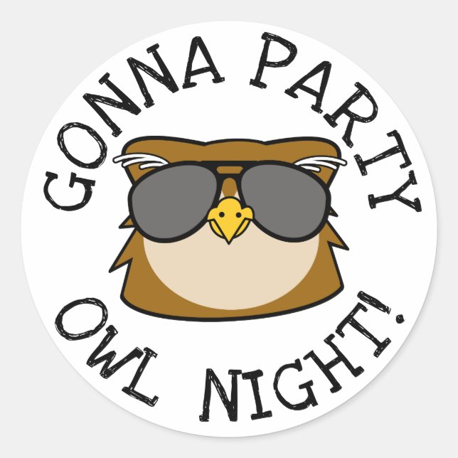 Sticker Rond Soirée de Gonna Party Owl (Devant)