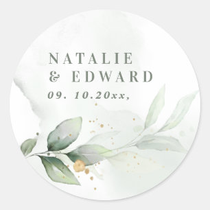 Sticker Rond Soirée de mariage botanique d'Eucalyptus