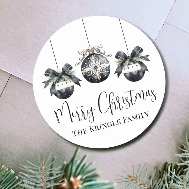 Sticker Rond Soirée de Noël Elégante aquarelle (Elegant Watercolor Christmas Party Classic Round Sticker)