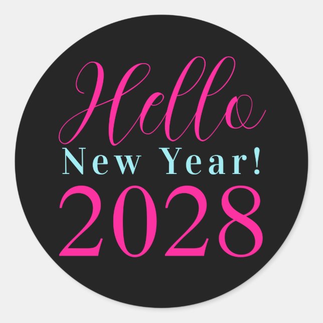 Sticker Rond Soirée de Nouvel An Noir Rose Hot (Devant)