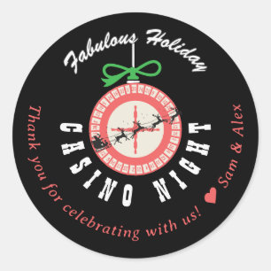 Sticker Rond Soirée de Poker Blackjack au Casino Holiday Vegas