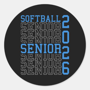 Sticker Rond Soirée des seniors de softball Senior 2026 Diplômé