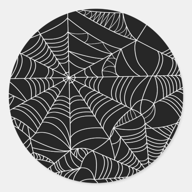Sticker Rond Soirée d'Halloween Toiles d'araignée Noir & Blanc (Devant)