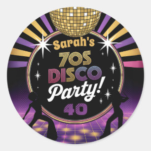 Sticker Rond Soirée disco des années 70 soixante-dix hippy anni