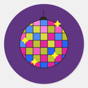 Sticker Rond soirée disco rétro seventies