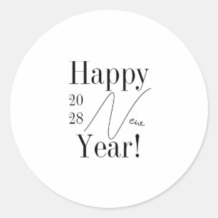 Sticker Rond Soirée du Nouvel An en noir et blanc