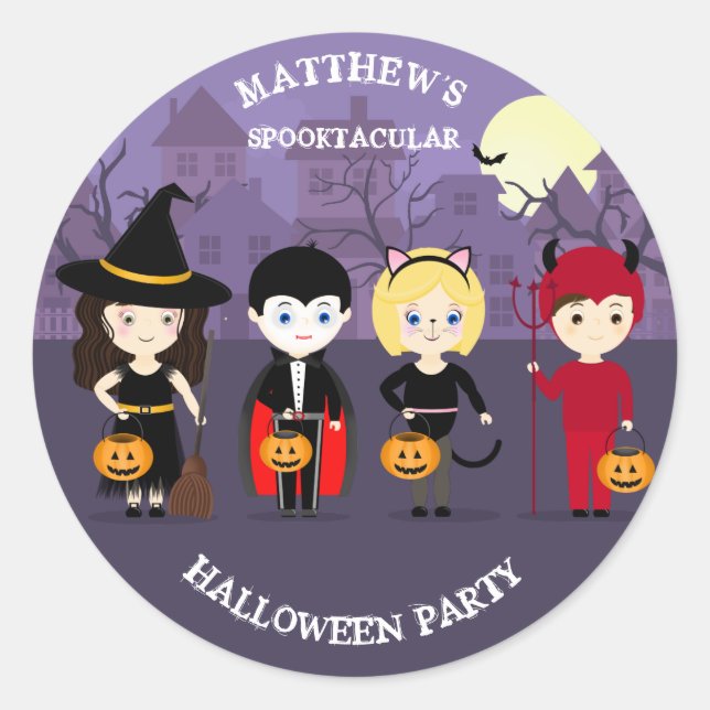 Sticker Rond Soirée éffrayante Halloween (Devant)