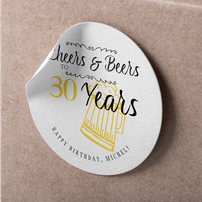 Sticker Rond Soirée et bières à 30 ans typographie anniversaire (Créateur téléchargé)