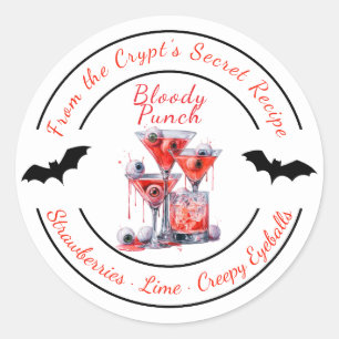 Sticker Rond Soirée Halloween   Cocktail Sang Ensorcelé   Épouv