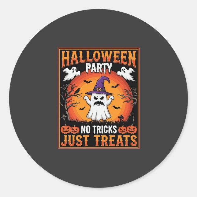 Sticker Rond Soirée Halloween Fantôme Pas de Farces Juste des F (Devant)