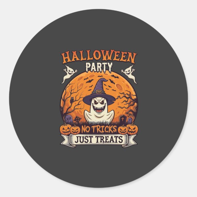 Sticker Rond Soirée Halloween Pas de Farces Rien que des Friand (Devant)