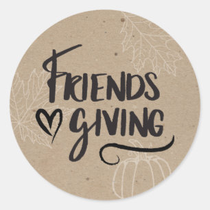 Sticker Rond Soirée Kraft Friendsgiving